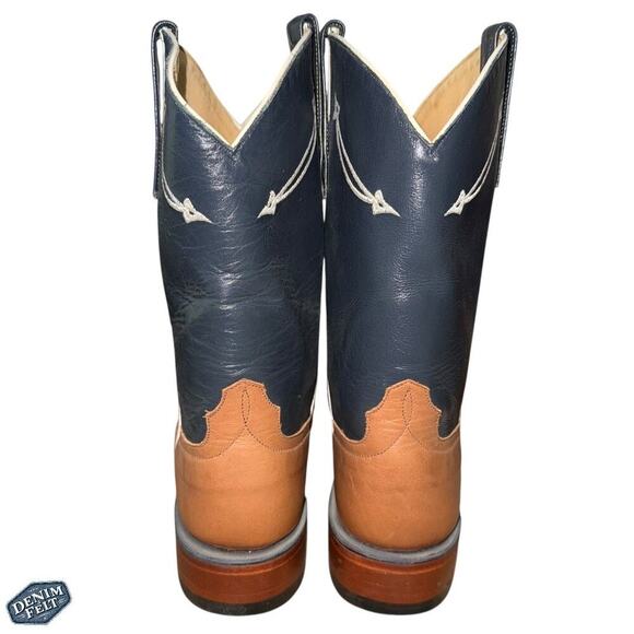Anderson‎ Bean Horse Power Brown/Blue Square Toe Rewind to 89 Cowboy Boots X1006
